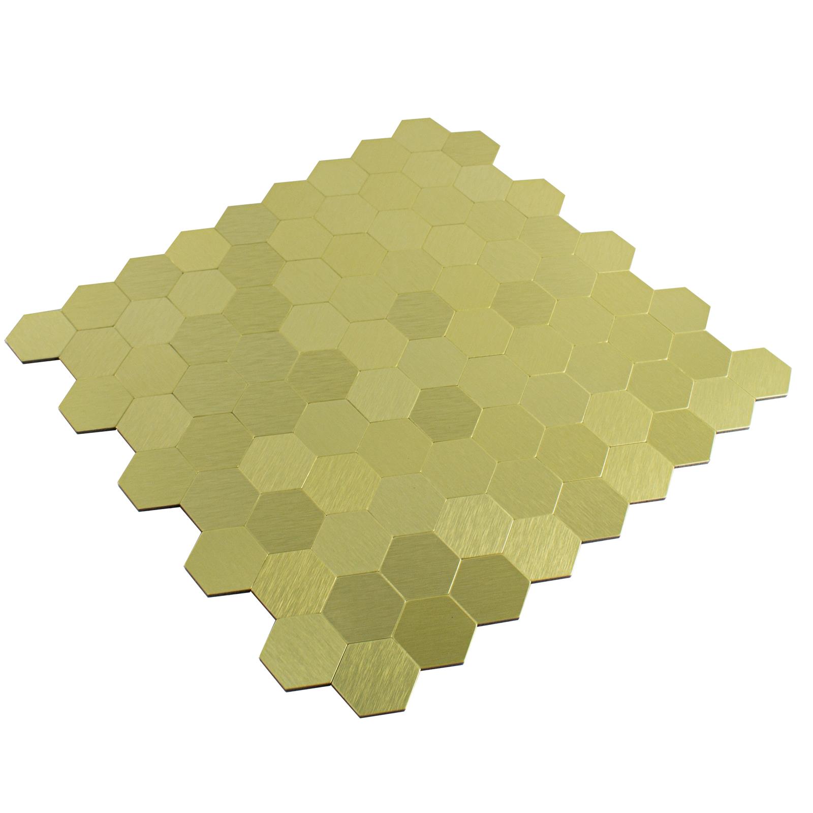 Mosaik Fliser Metal Selvklæbende Vryburg Guld Hexagon