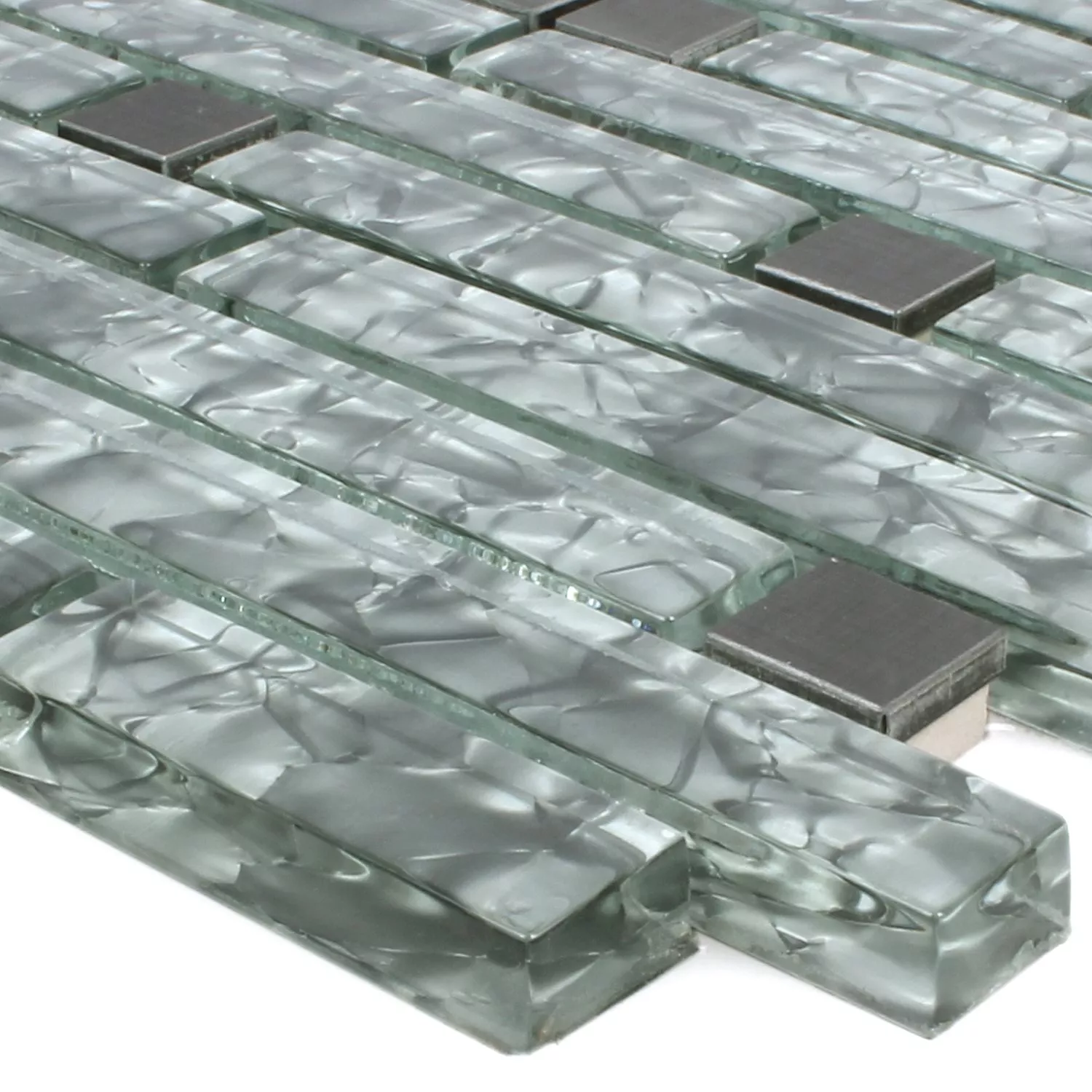 Mosaik Fliser Zaide Rustfrit Stål Glas Mix Gra