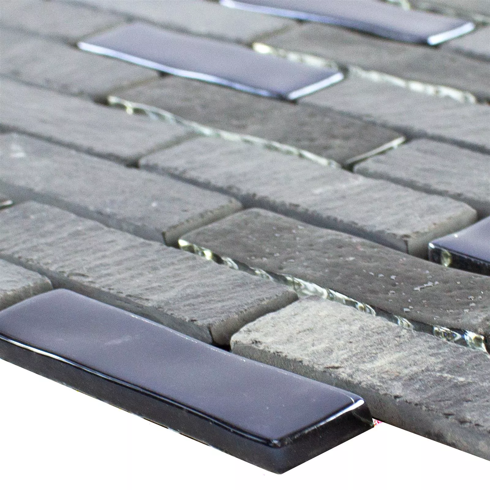Glas Natursten Mosaik Concetto Selvklæbende Sort Glas Natursten Mosaik Concetto Selvklæbende Sort