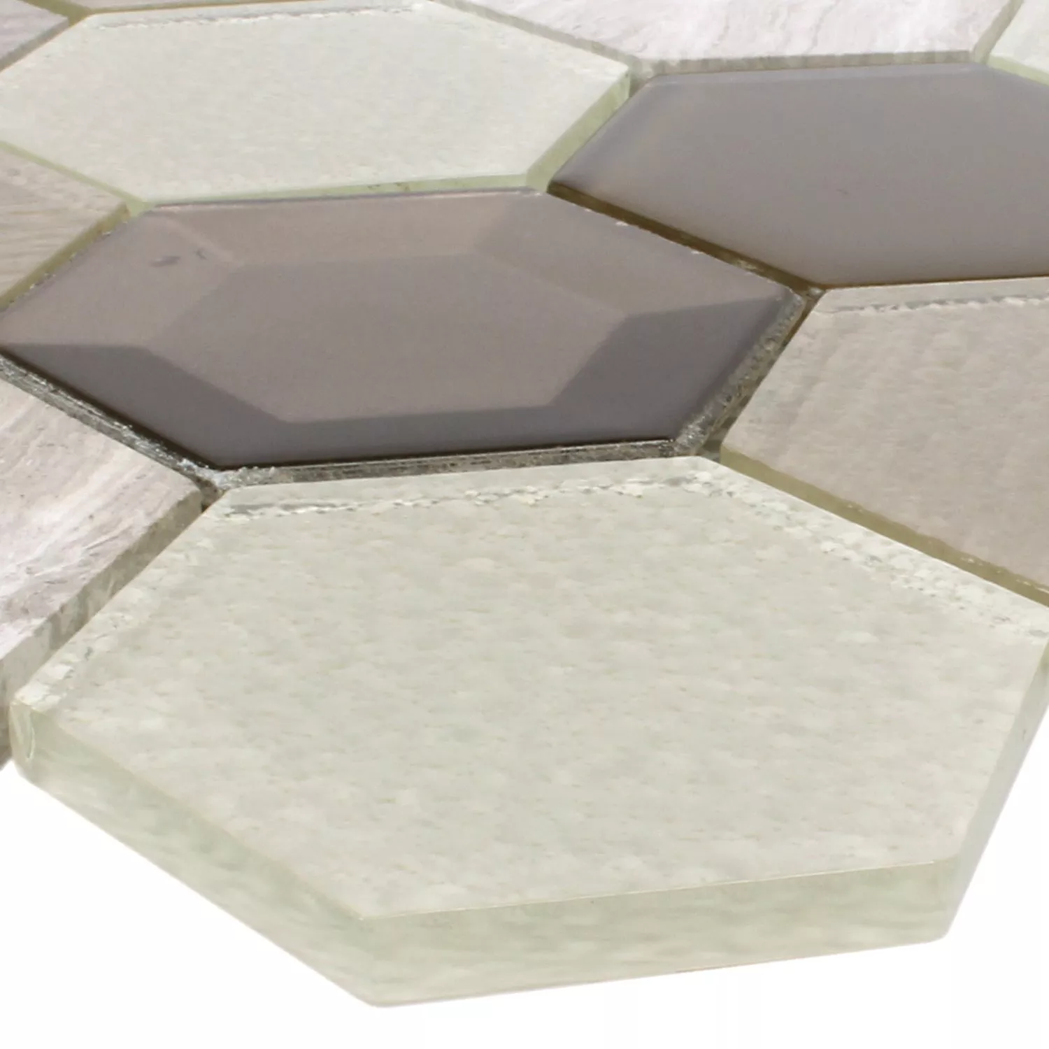 Mosaik Fliser Concrete Glas Natursten 3D Beige