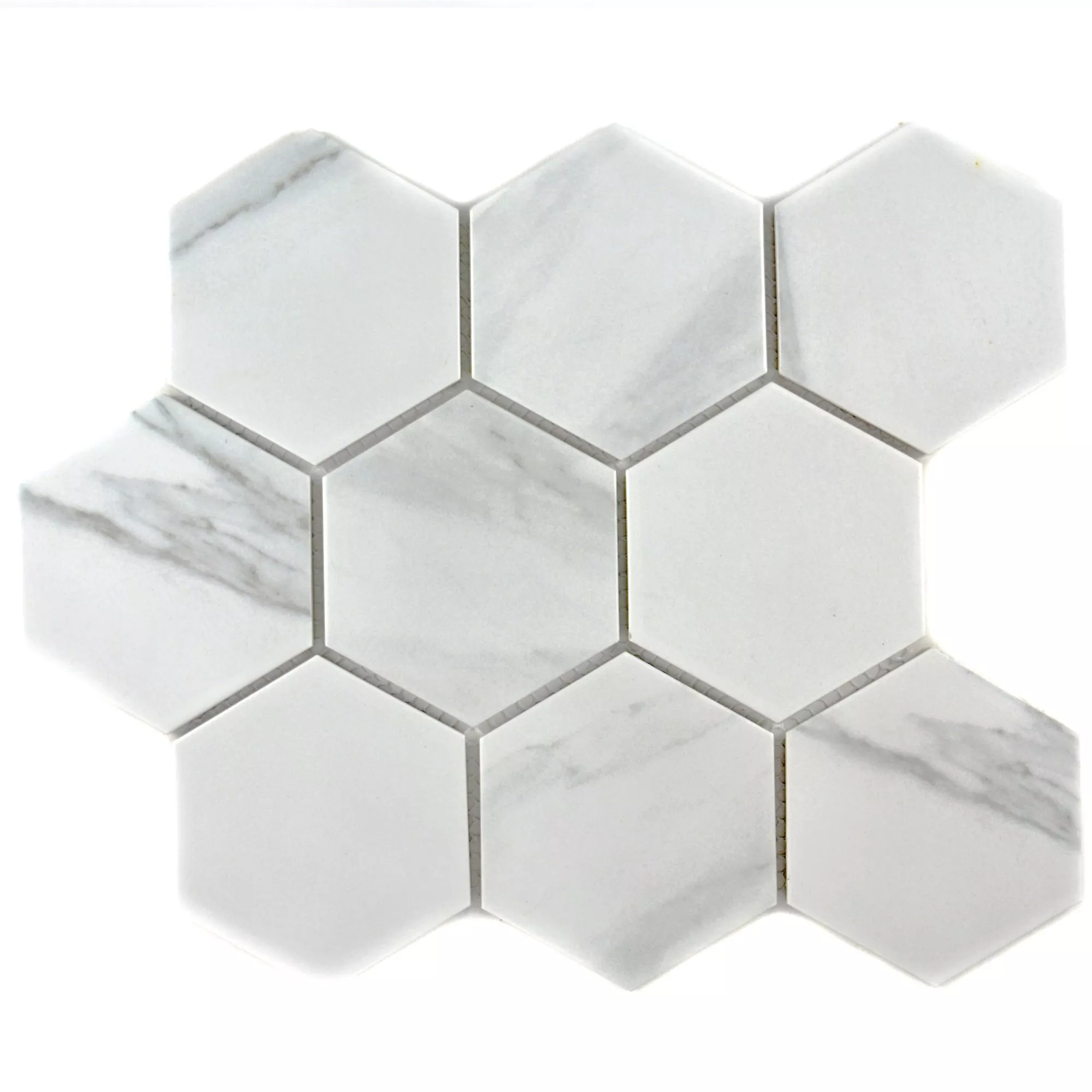 Keramik Mosaik Fliser Zyrus Carrara Hexagon 95