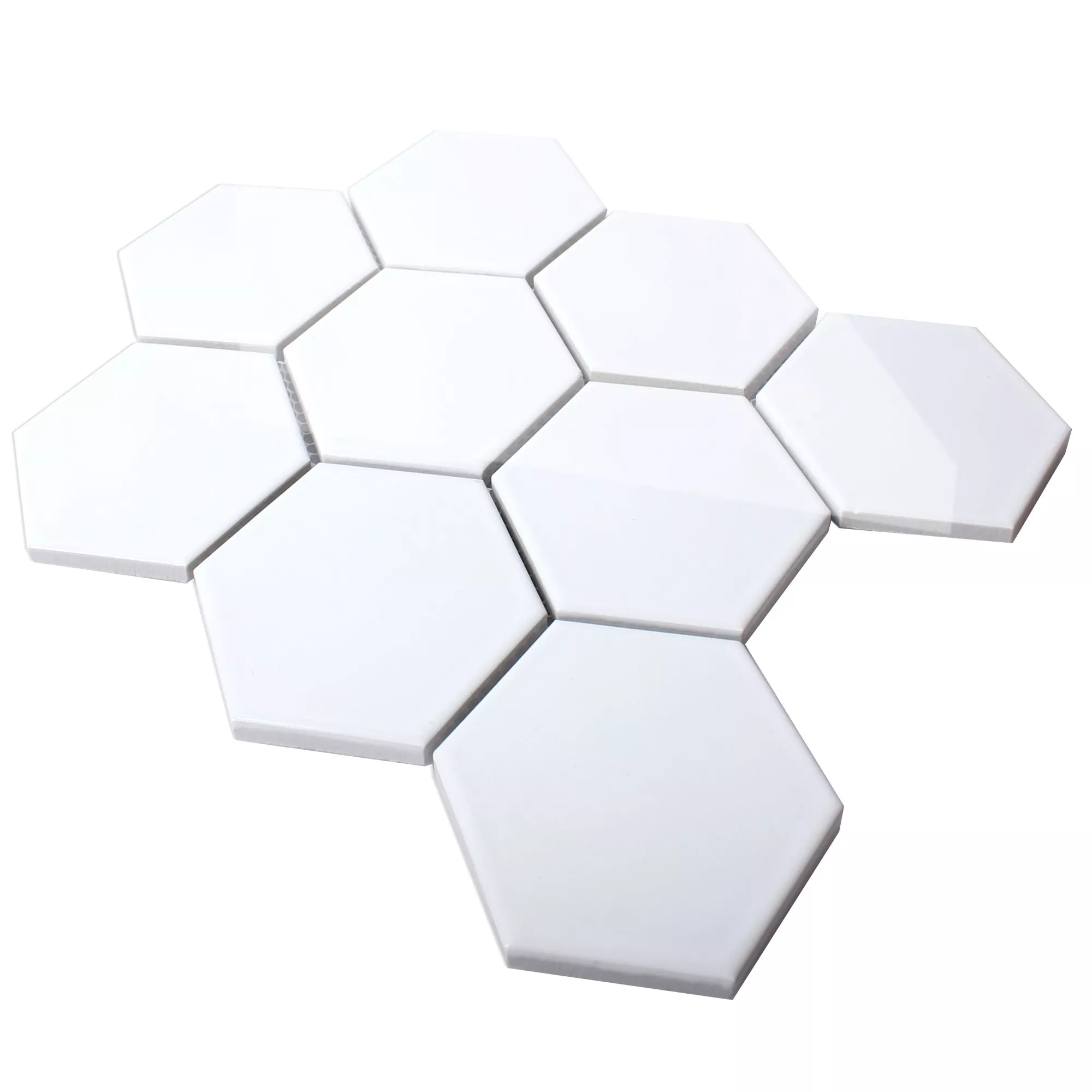 Prøve Keramik Mosaik Fliser Hexagon Salamanca Hvide Strålende H95
