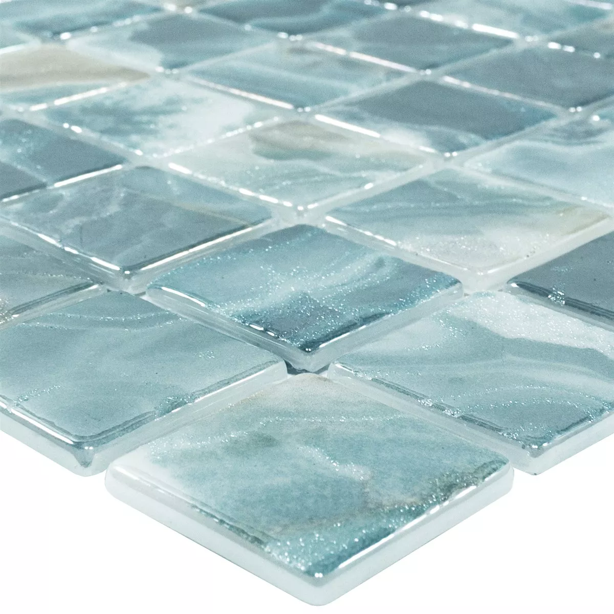 Glas Pool Mosaik Fliser Carolina Lyseblå