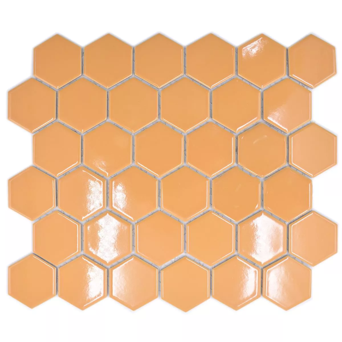 Keramikmosaik Salomon Hexagon Okker Appelsin H51
