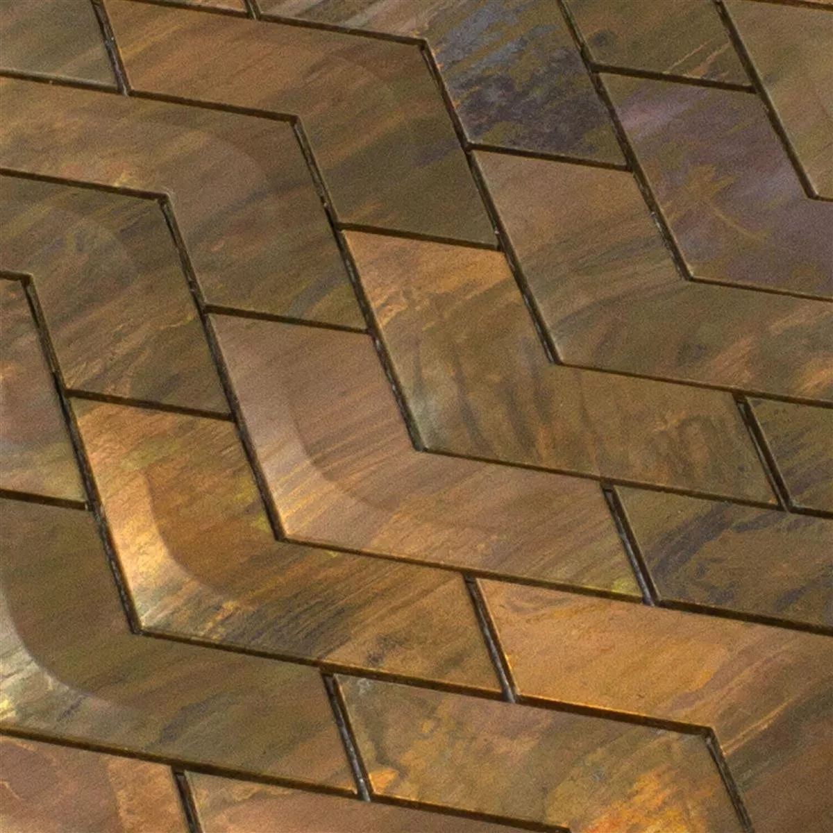 Prøve Metal Kobber Mosaik Fliser Copperfield 3D Bølge