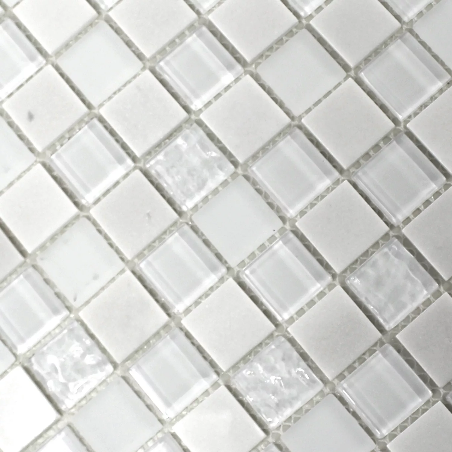 Prøve Selvklæbende Mosaik Natursten Glas Mix Hvid