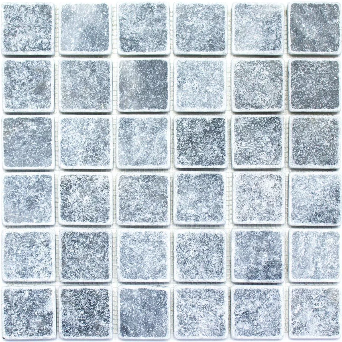 Marmor Mosaik Fliser Bardiglio Sort Gra 48