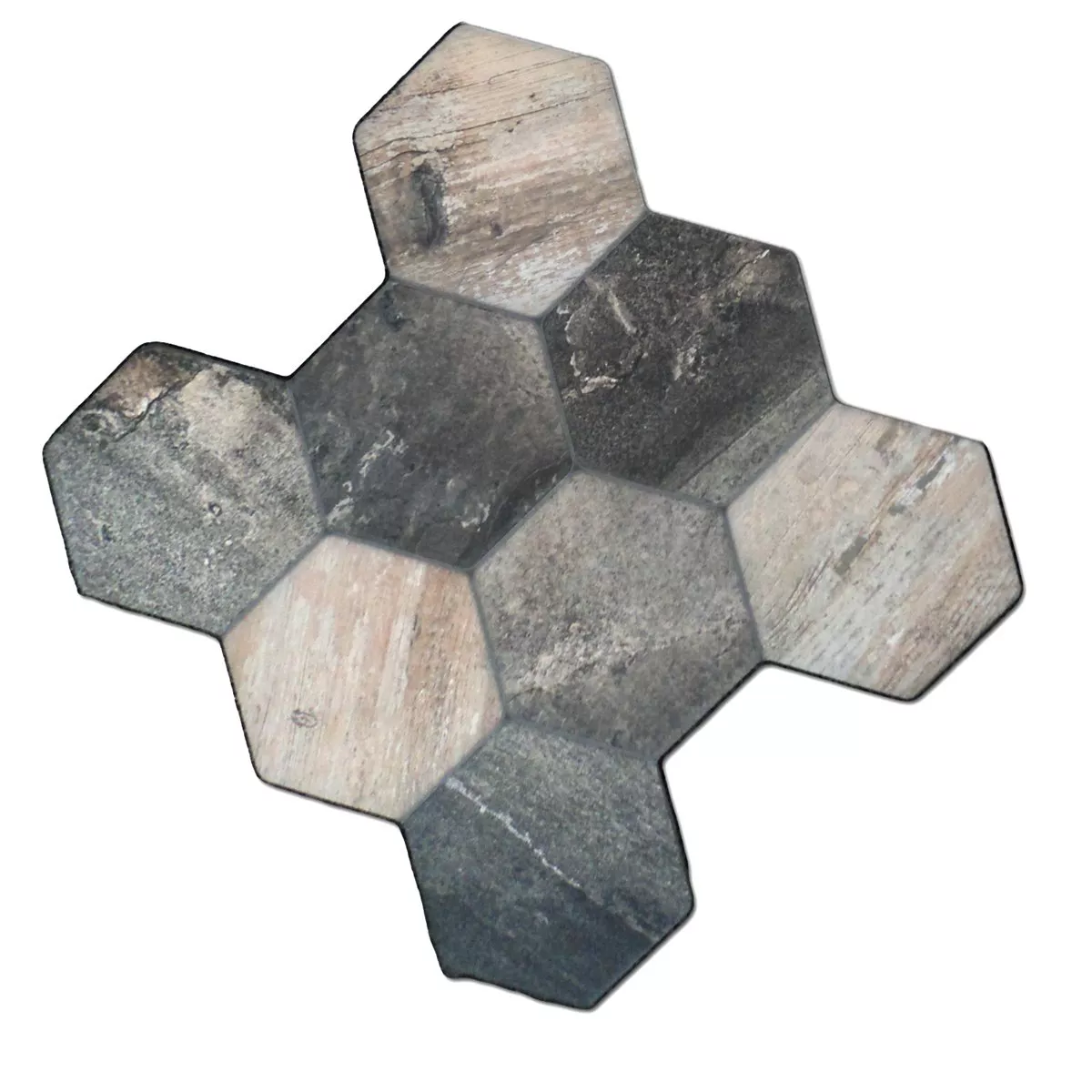 Gulvfliser Hexagon Træ Optik 45x45cm