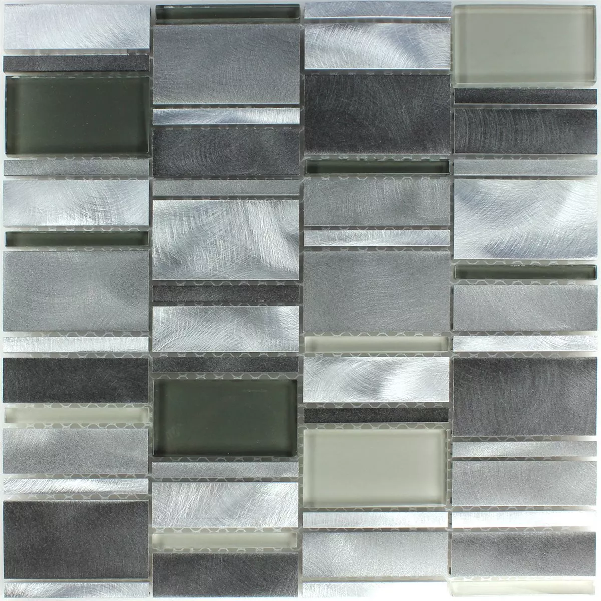 Aluminium Glasmosaik Fliser Gra Sølv