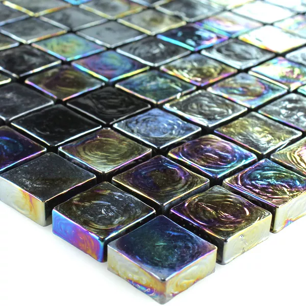Mosaik Fliser Glas Effekt Petrol Black