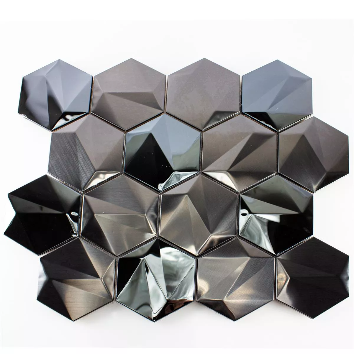 Rustfrit Stål Mosaik Fliser Durango Hexagon 3D Brun