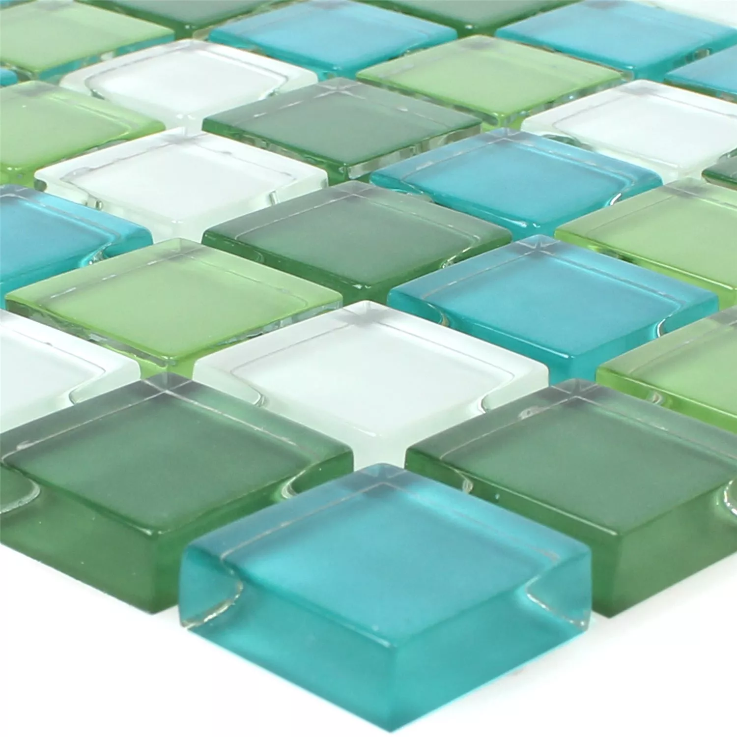 Prøve Mosaik Fliser Glas Palmas Grøn Hvid