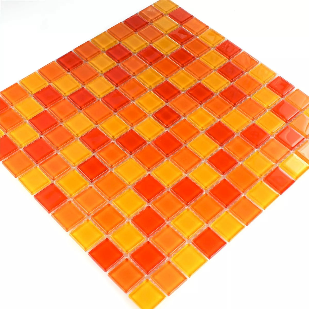 Glasmosaik Fliser Rød Appelsin Gul 25x25x4mm