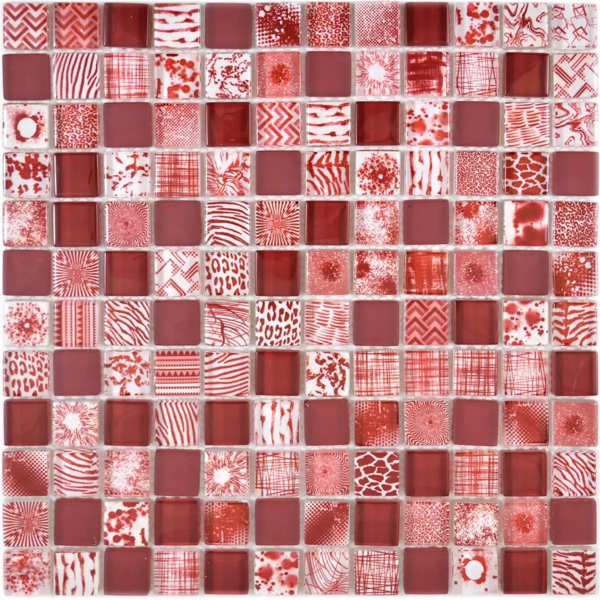 Glasmosaik Fliser Cornelia Retro Optik Rød