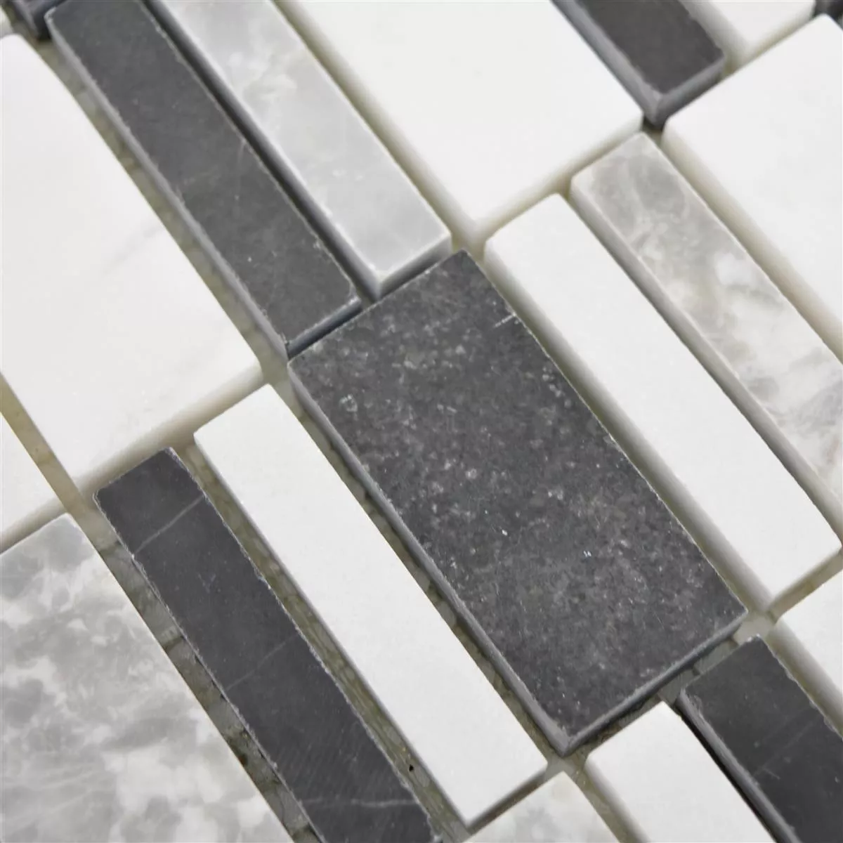 Prøve Marmor Mosaik Fliser Sunbury Sort Gra Hvid