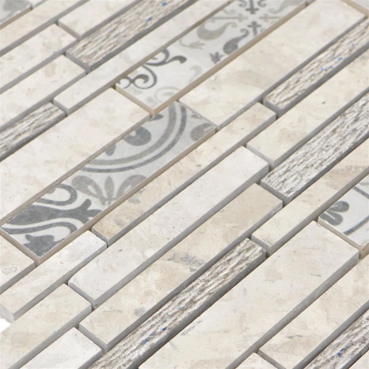 Keramik Mosaik Fliser Mythos Stænger Gra Beige