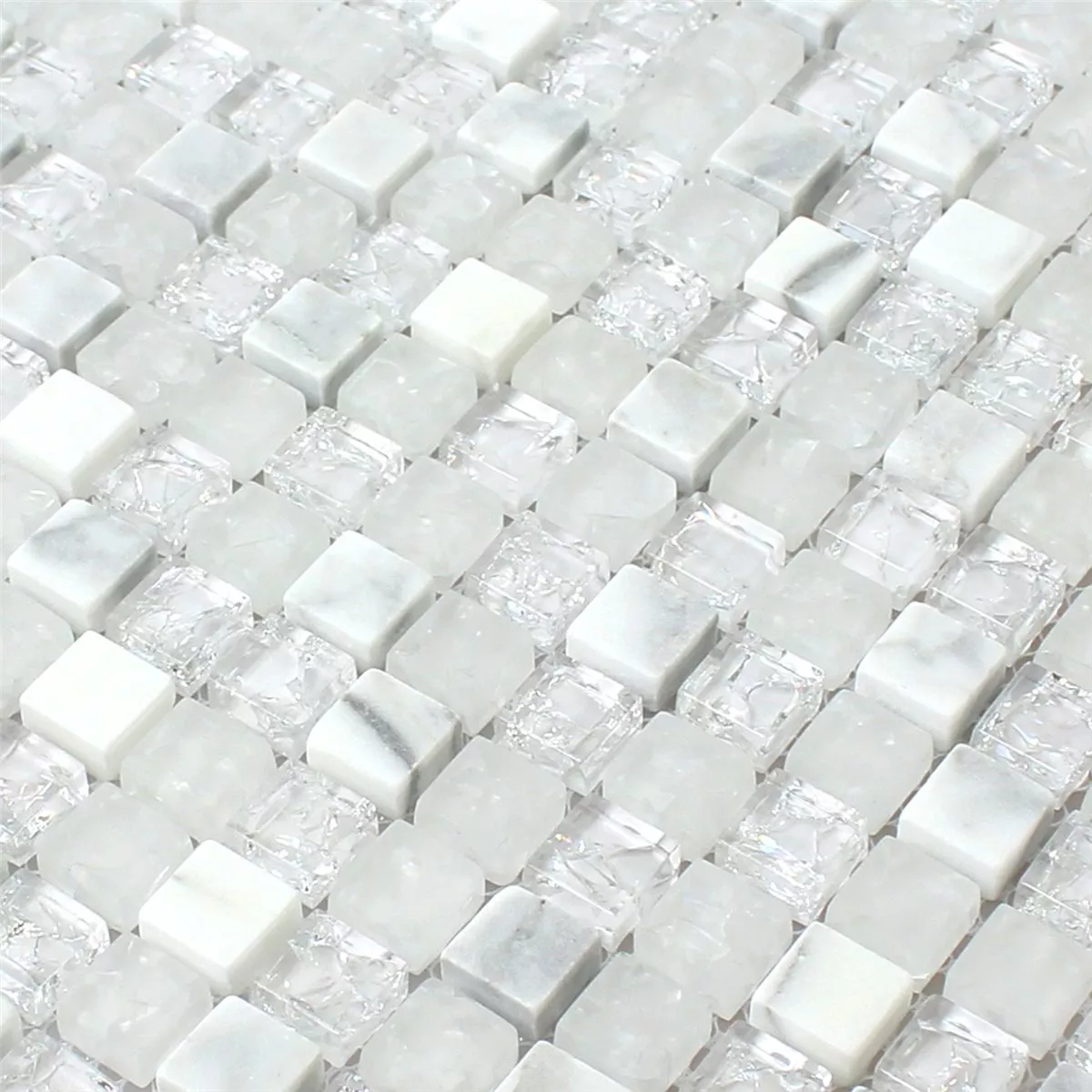 Mosaik Fliser Glas Natursten Hvid Effekt