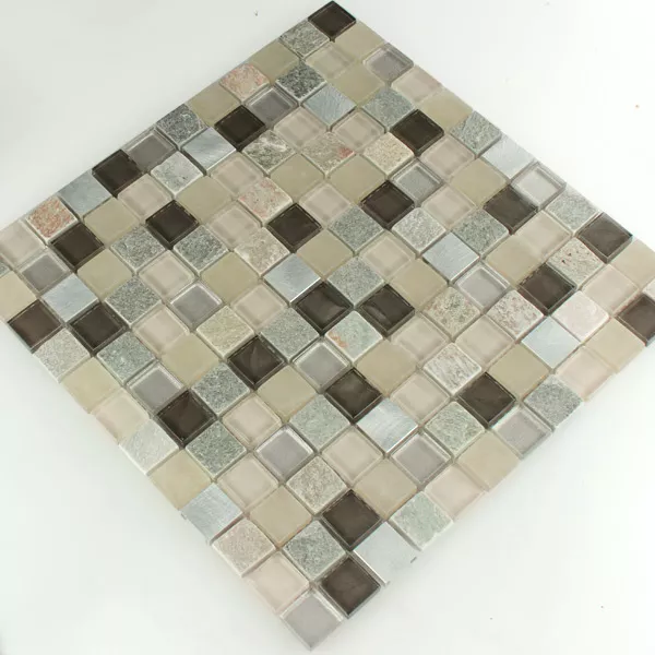 Alu Glas Natursten Kvartsit Mosaik Fliser