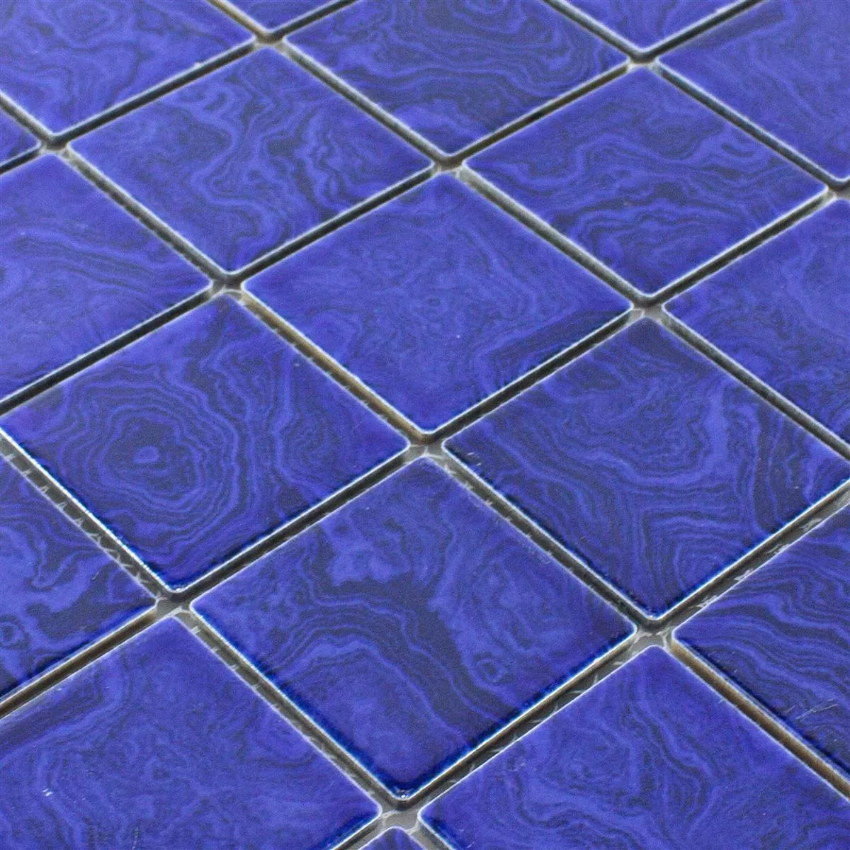 Keramik Mosaik Fliser David Marine Blå Uni