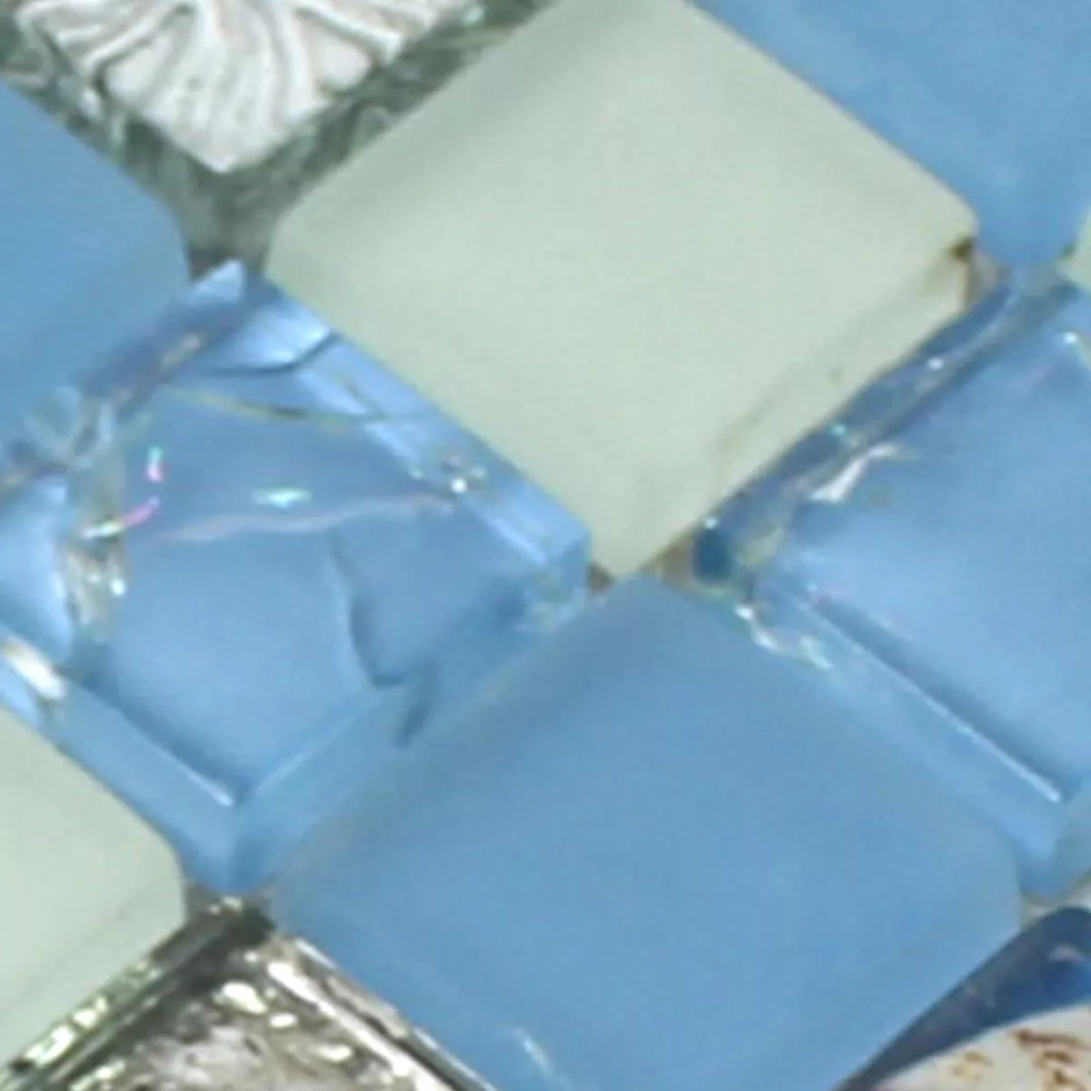 Prøve Mosaik Fliser Glas Shell Blå Mix