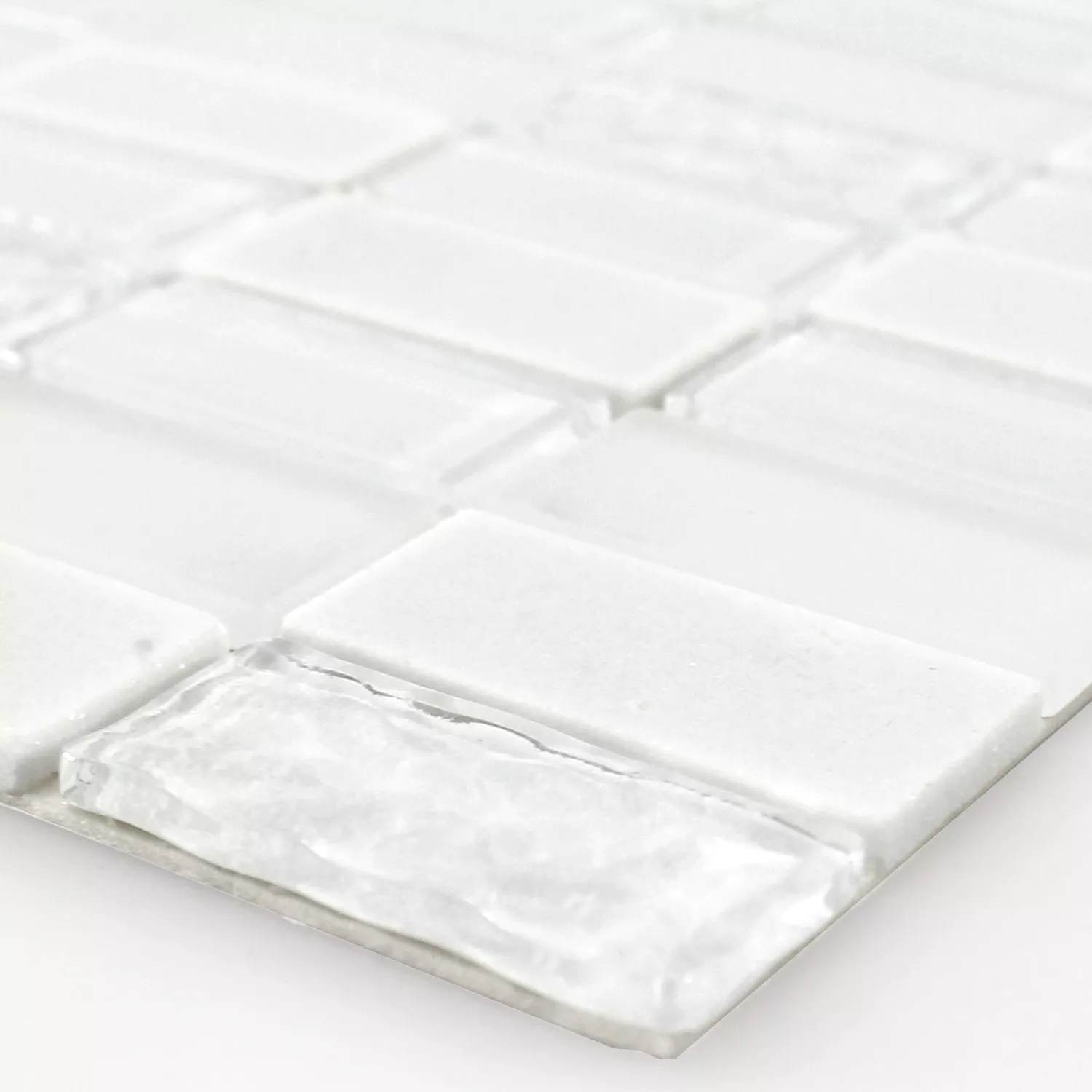 Selvklæbende Mosaik Natursten Glas Mix Hvid Poleret
