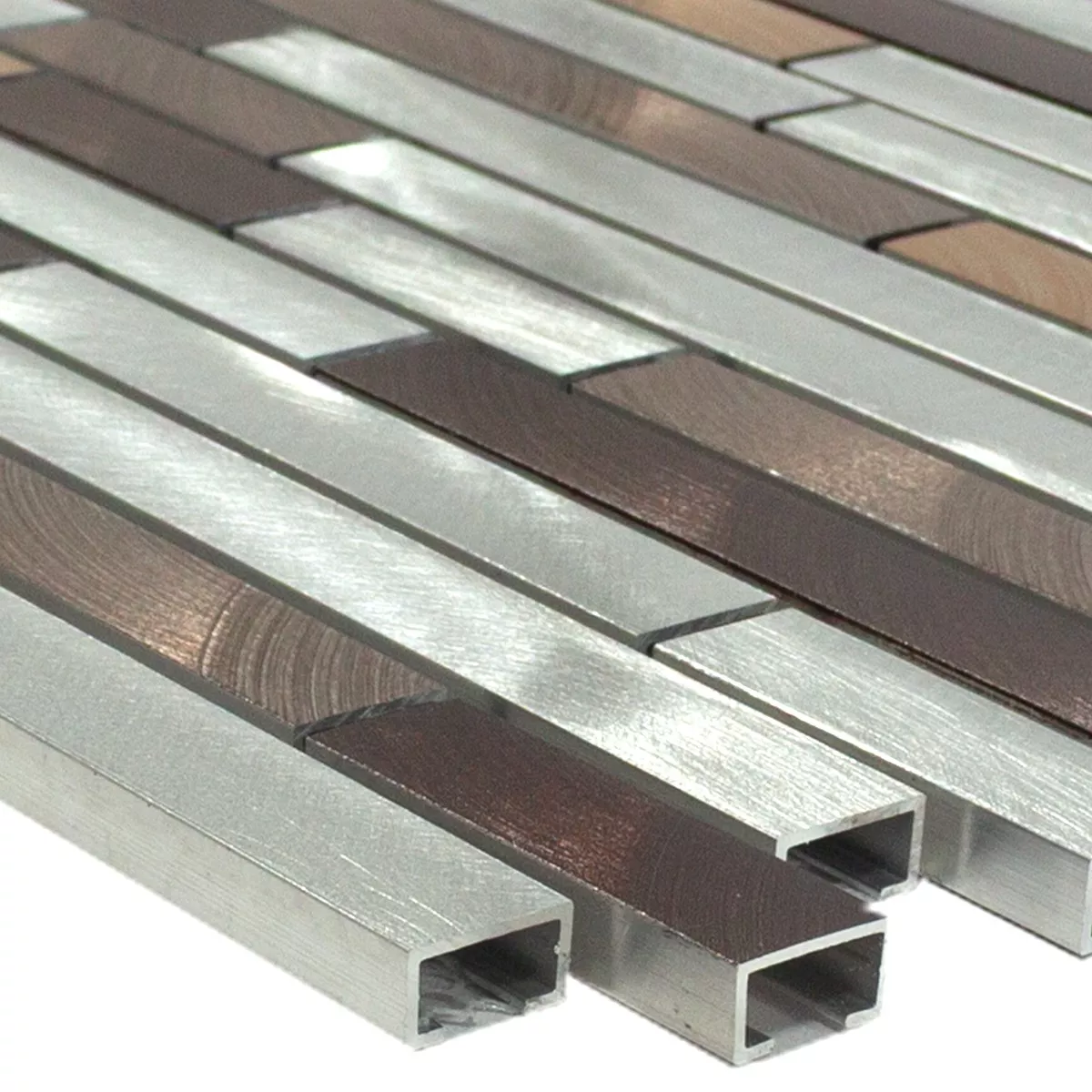 Aluminium Metal Mosaik Fliser Caramella Brun Sølv