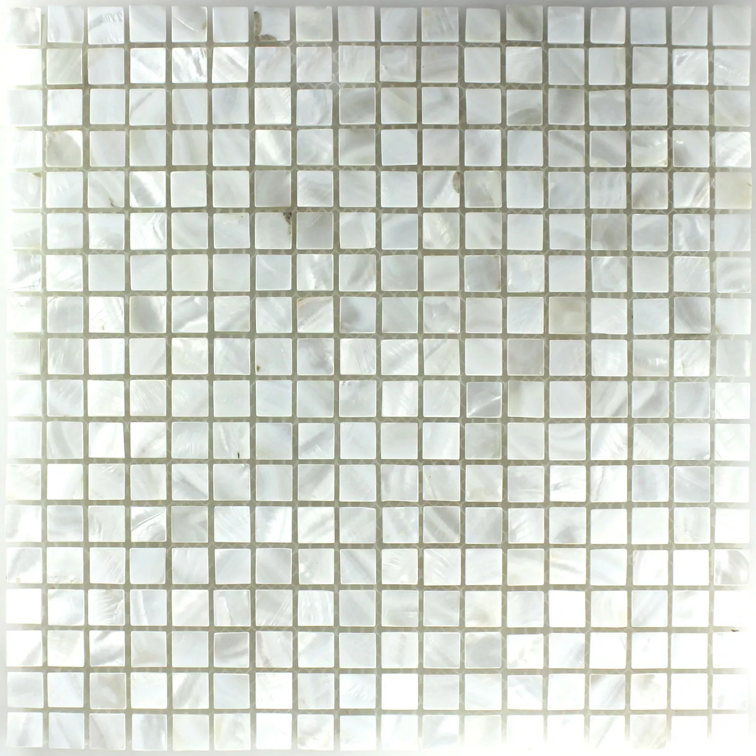 Prøve Mosaik Fliser Glas Nacre Effekt Elfenben Hvid 