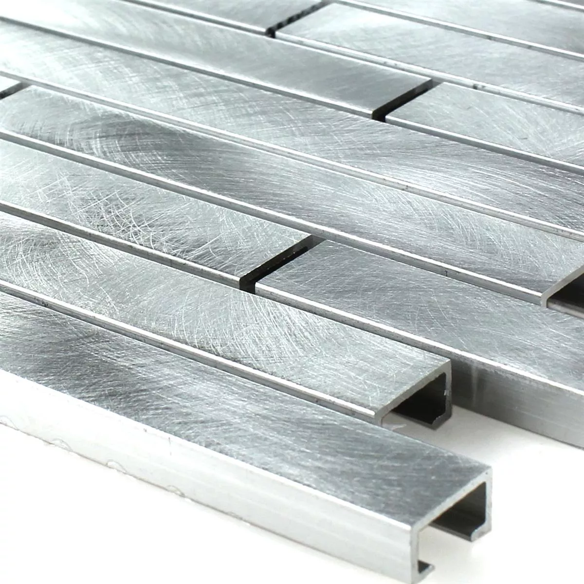 Prøve Aluminium Metal Mosaik Fliser Sølv Mix