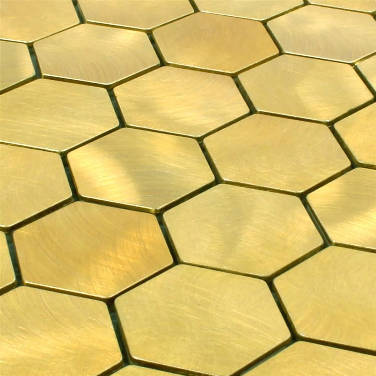Mosaik Fliser Aluminium Manhatten Hexagon Guld