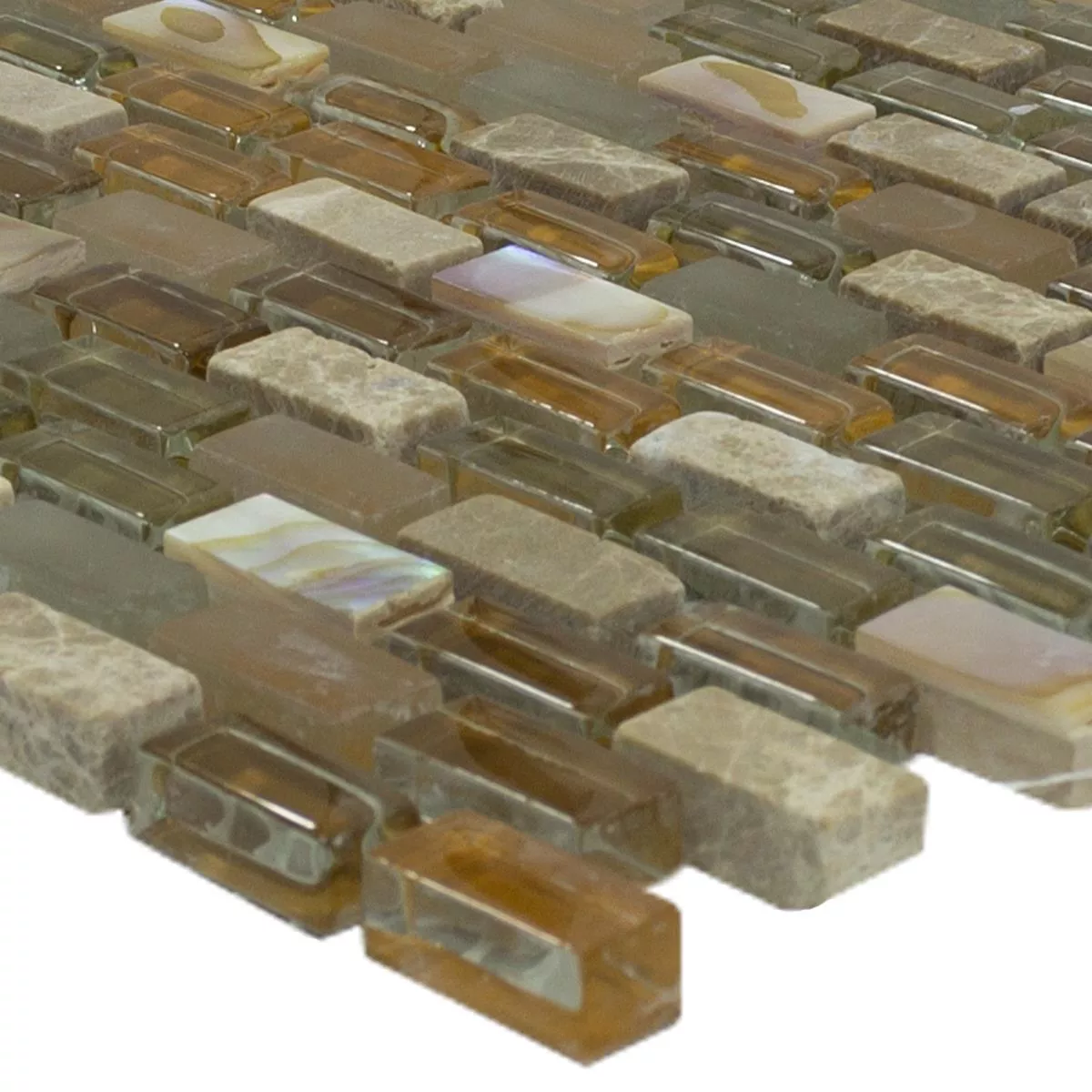 Glas Natursten Mosaik Zafferana Brun Beige