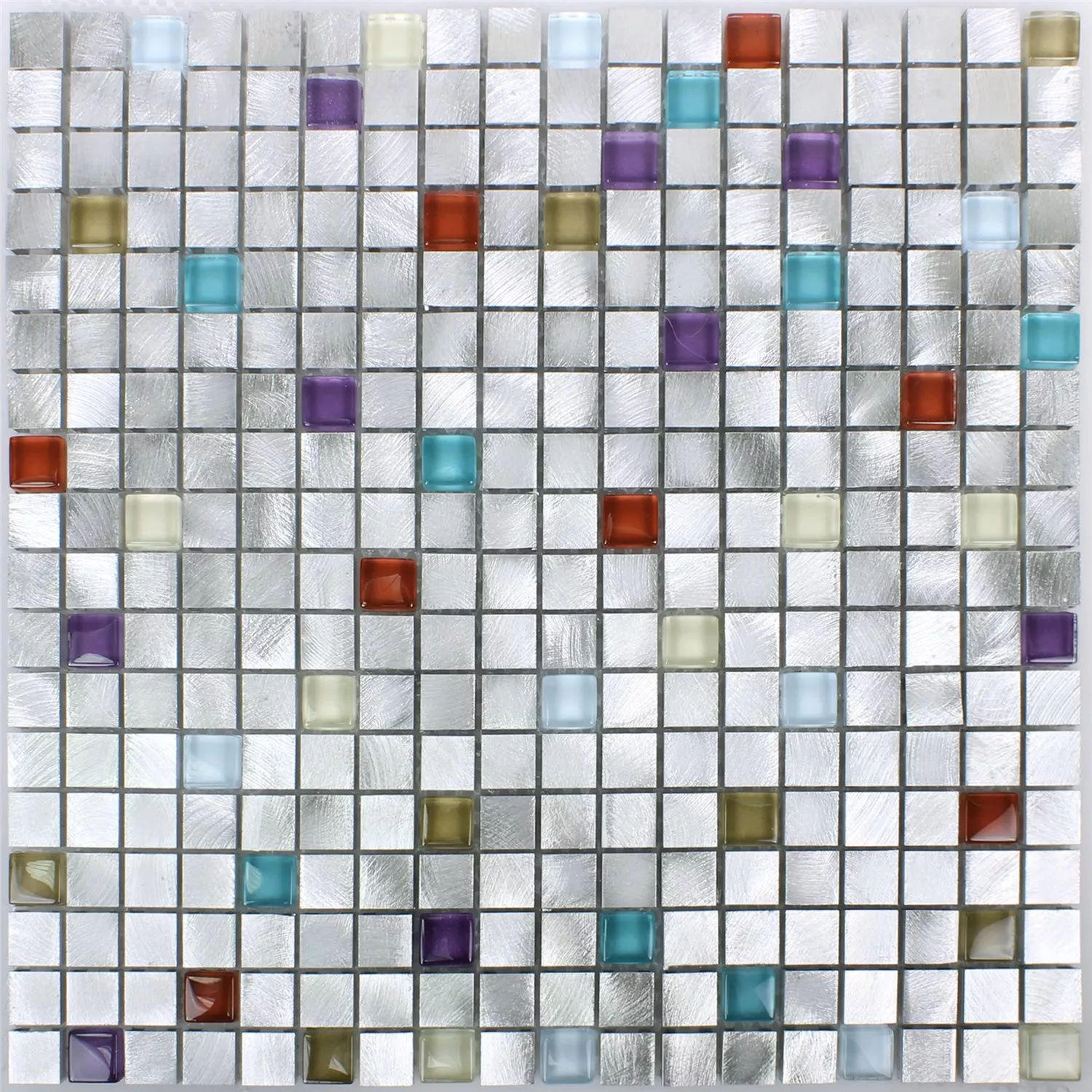 Prøve Mosaik Fliser Lissabon Aluminium Glas Mix Farverige