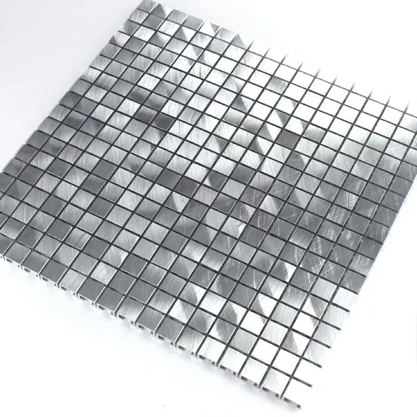 Aluminium Mosaik Fliser Mono Sølv 15x15x8mm
