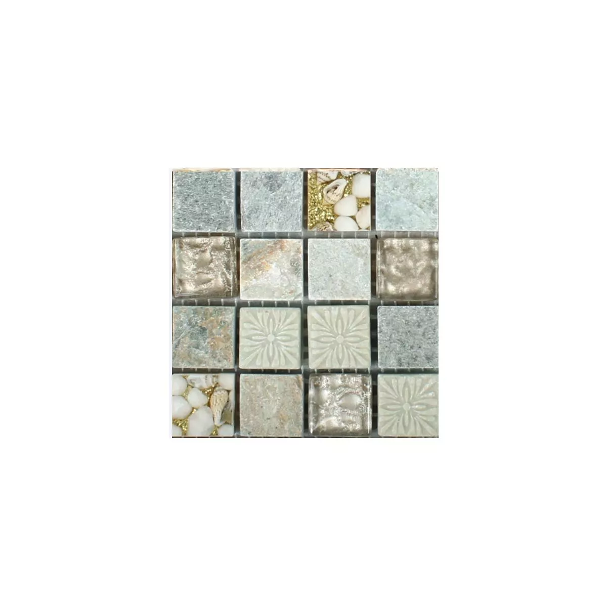 Prøve Mosaik Fliser Harmonia Guld Beige