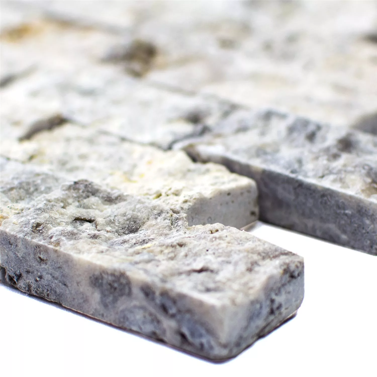 Mosaik Fliser Travertin Nestor Sølv 3D Mosaik Fliser Travertin Nestor Sølv 3D