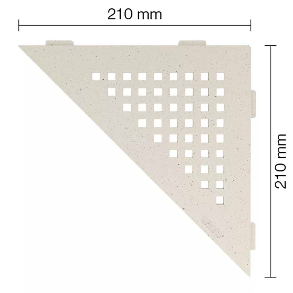 Væghylde brusehylde Schlüter trekant 21x21cm firkantet elfenben