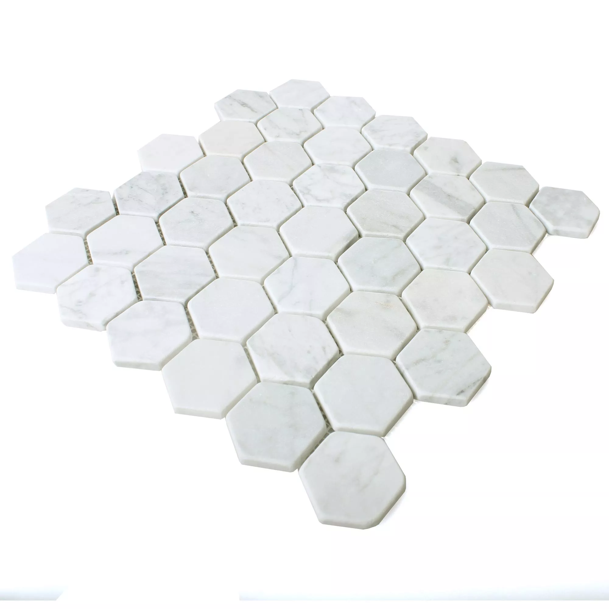 Prøve Mosaikfliser Marmor Wutach Hexagon Hvid Carrara