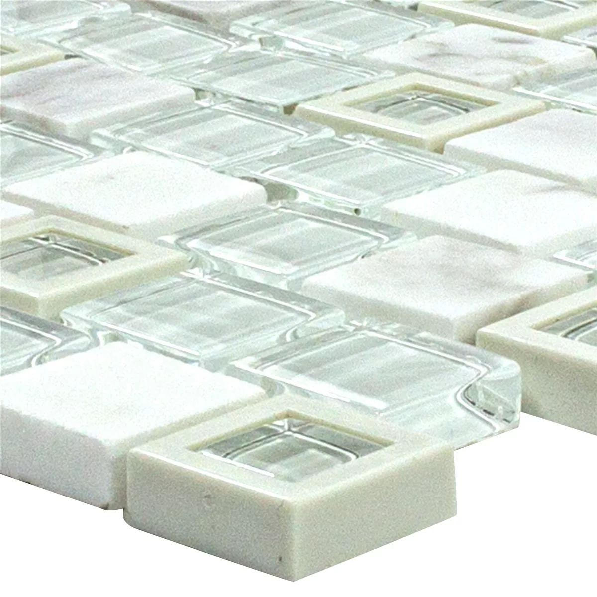 Glas Plast Natursten Mosaik Lunaquell Hvid Glas Plast Natursten Mosaik Lunaquell Hvid