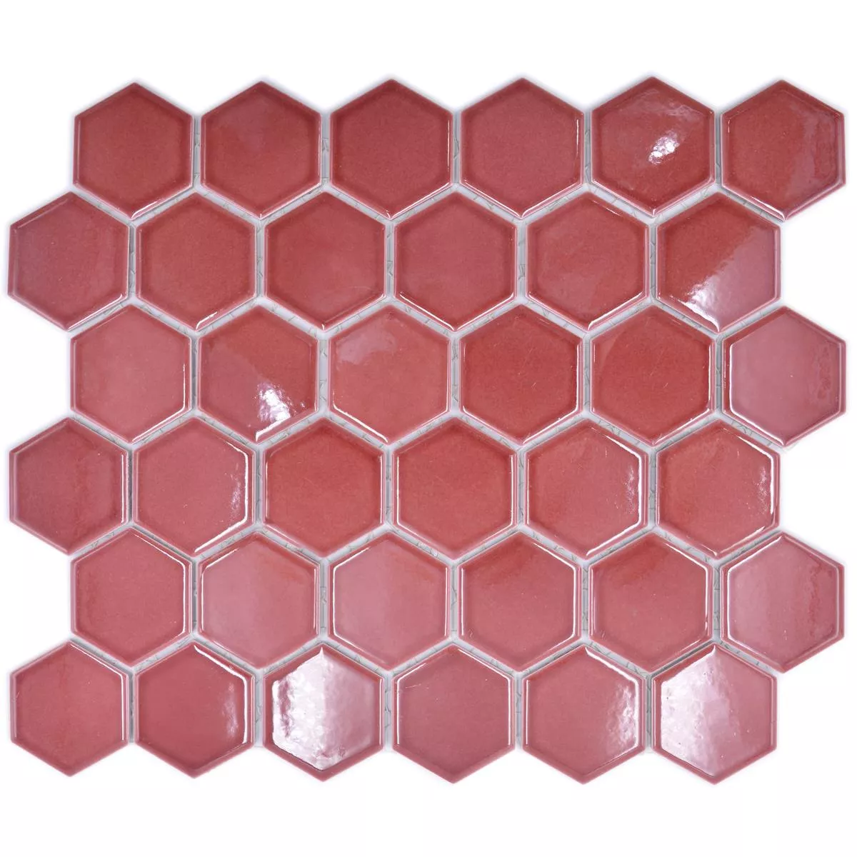 Keramikmosaik Salomon Hexagon Bordeaux Rød H51