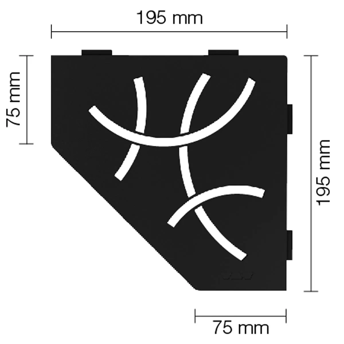 Væghylde brusehylde Schlüter 5eck 19,5x19,5cm Curve Graphite