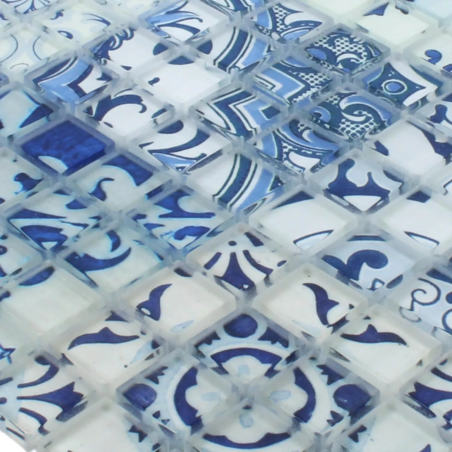 Prøve Mosaik Fliser Glas Inspiration Blå