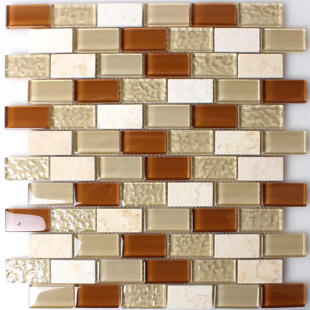 Prøve Mosaik Fliser Glas Marmor Beige Skifer Mix