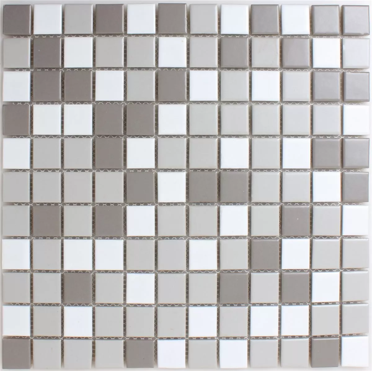 Prøve Mosaik Fliser Keramik Hvid Gra Antracit Mix