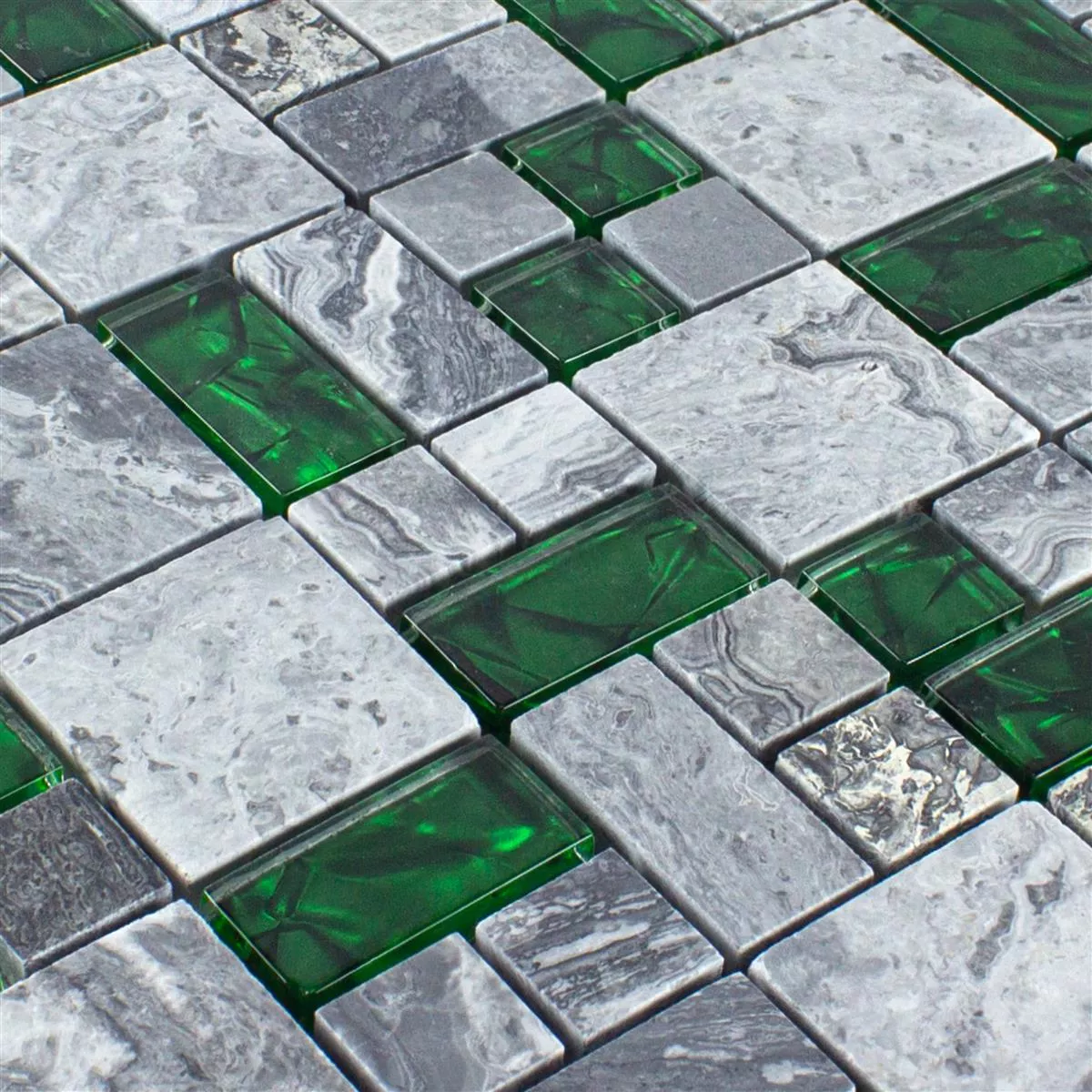 Prøve Glas Natursten Mosaik Fliser Sinop Gra Grøn 2 Mix