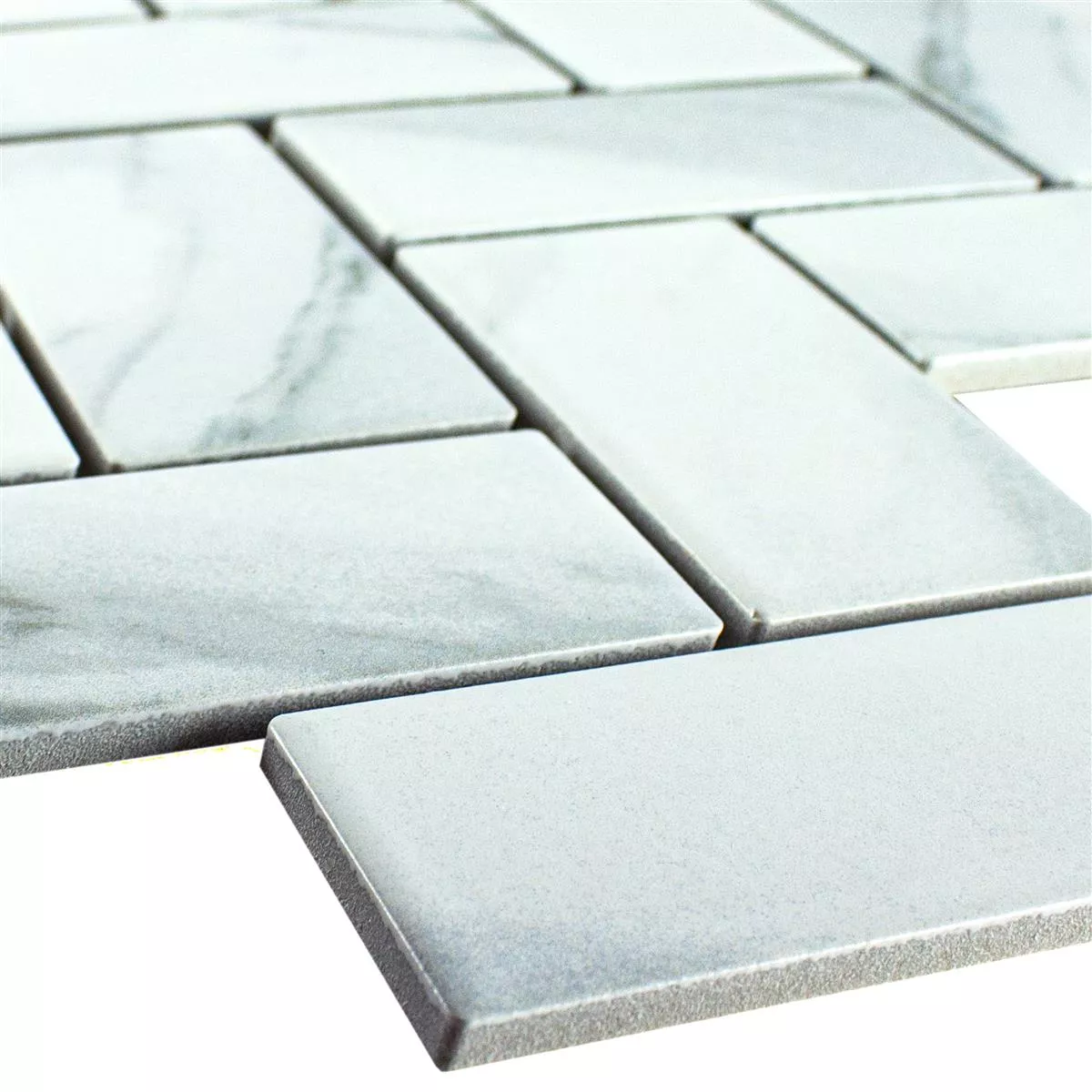 Keramik Mosaik Fliser Fernley Fish Bone Carrara Sten Optik Carrara