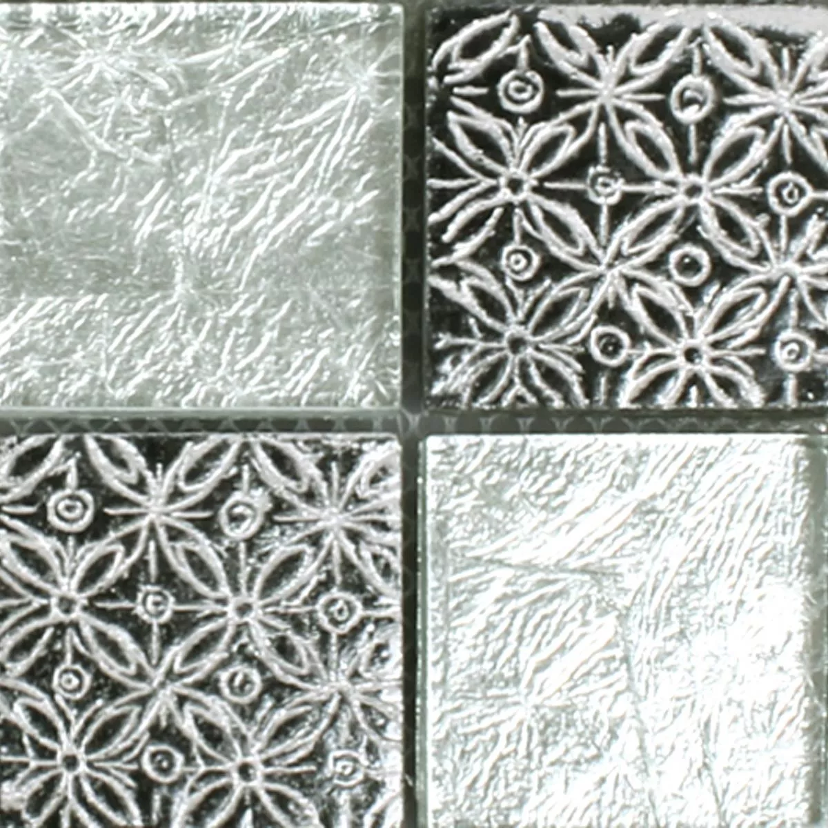 Prøve Mosaik Fliser Glas Natursten Friesia Sølv