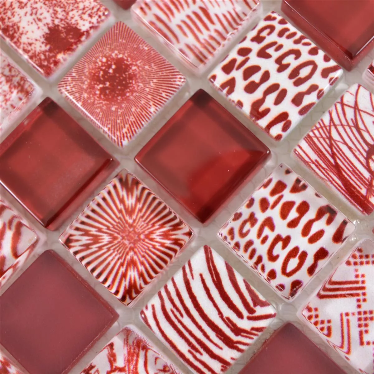 Glasmosaik Fliser Cornelia Retro Optik Rød