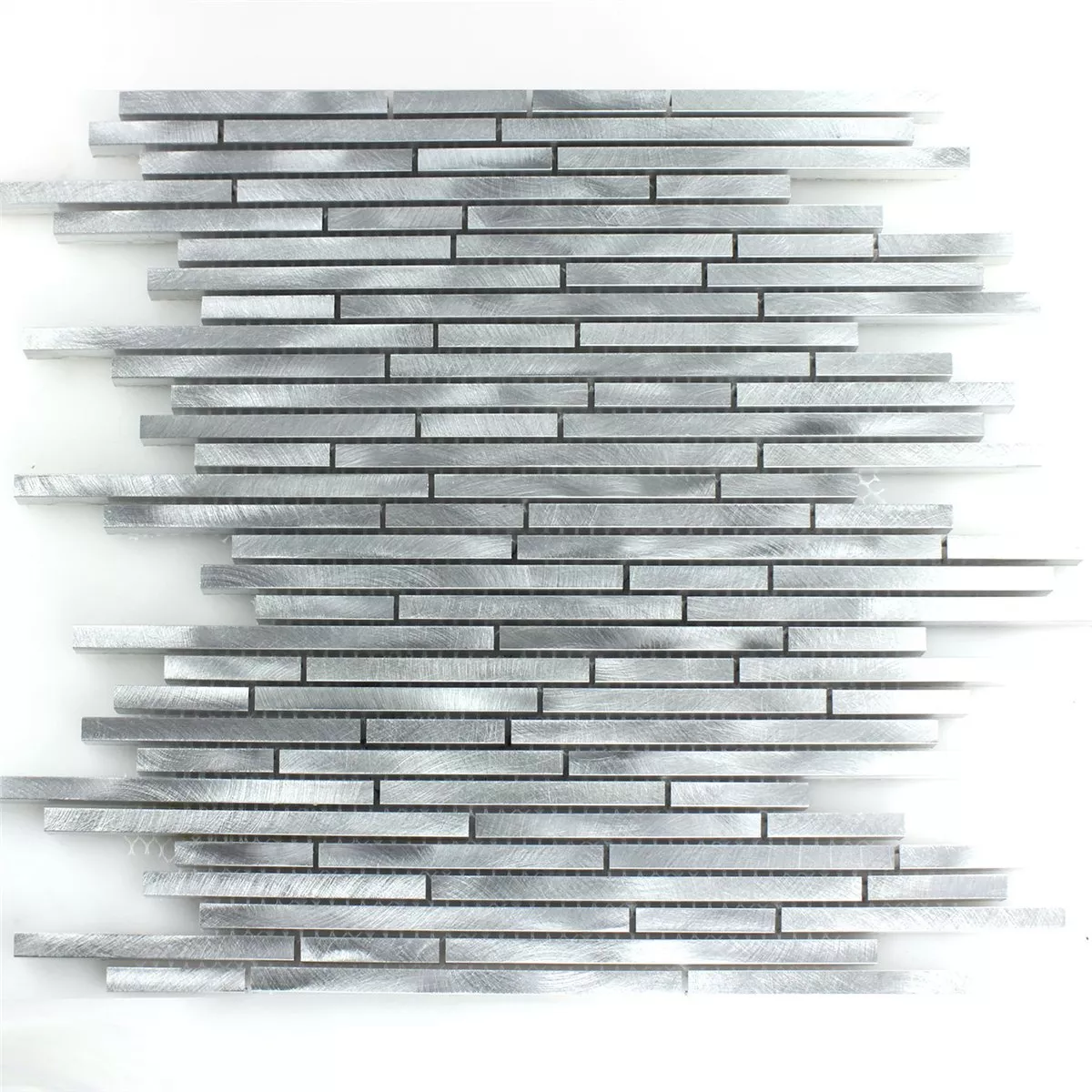 Prøve Aluminium Mosaik Fliser Sølv Stripes