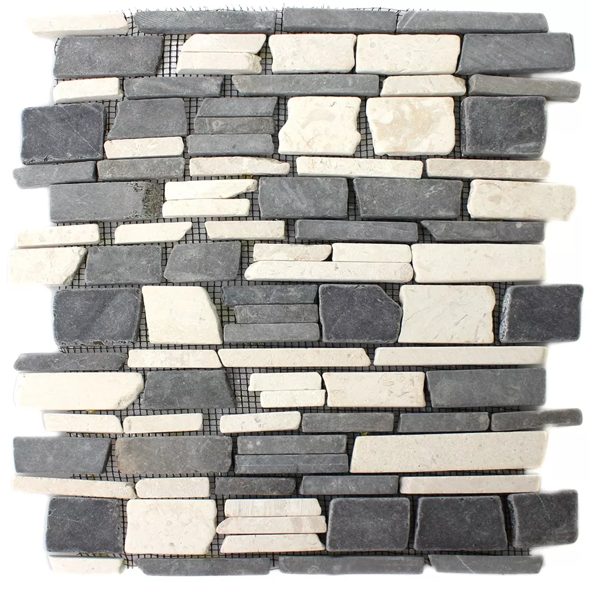 Mosaik Fliser Marmor Natursten Brick Biancone Java