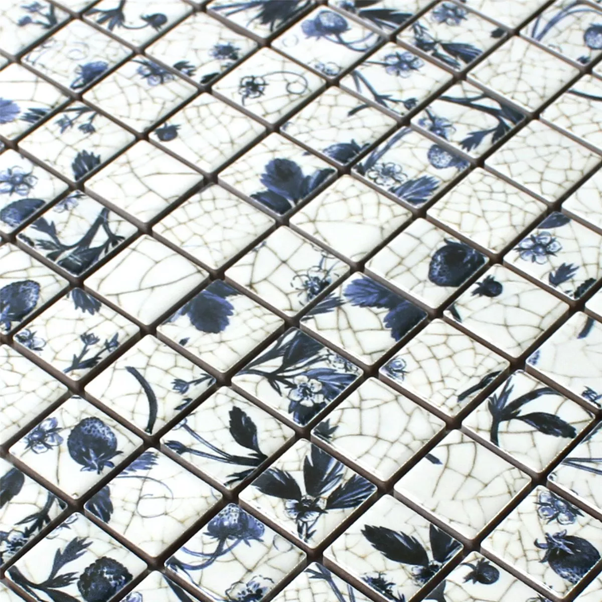 Mosaik Fliser Keramik Strawberry Hvid Blå
