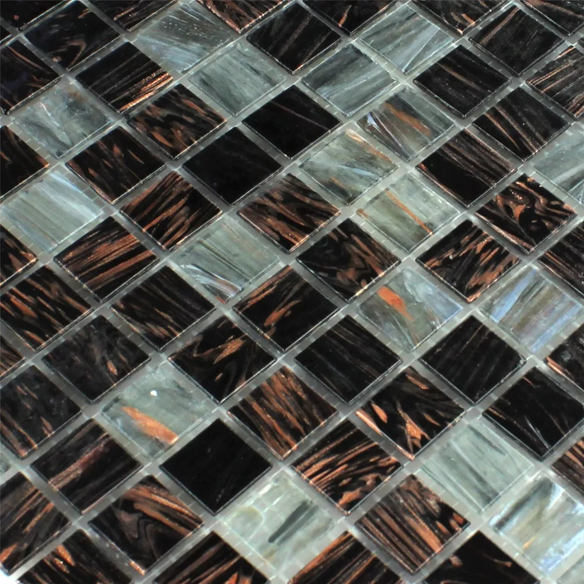 Glas Effekt Mosaik Fliser Guld Star Morkbrun
